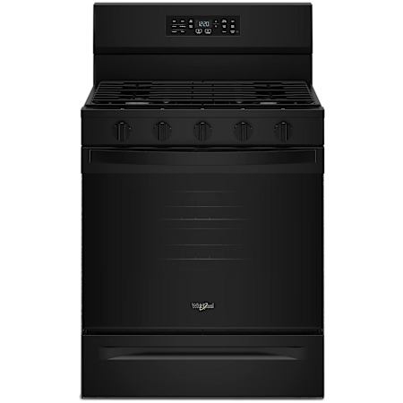 Whirlpool 30 Inch Wide 5 Cu. Ft. Free Standing Gas Range with Air Cooking Technology and EZ-2-Lift Hinged Grates Black
