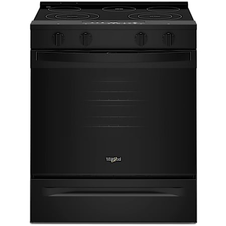 Whirlpool 30 Inch Wide 5.3 Cu. Ft. Energy Star Certified Free Standing, Slide In Electric Range with No Preheat and Slow Cook Modes Black