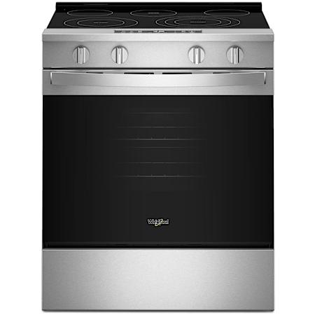 Whirlpool 30 Inch Wide 5.3 Cu. Ft. Energy Star Certified Free Standing, Slide In Fingerprint Resistant Electric Range with FlexHeat Dual Radiant Elements Fingerprint Resistant Stainless Steel