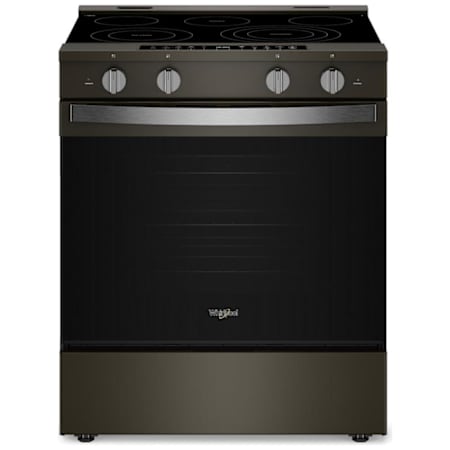 Whirlpool 30 Inch Wide 5.3 Cu. Ft. Slide In Electric Range with Air Cooking Technology and WipeClean Coating Black-on-Stainless