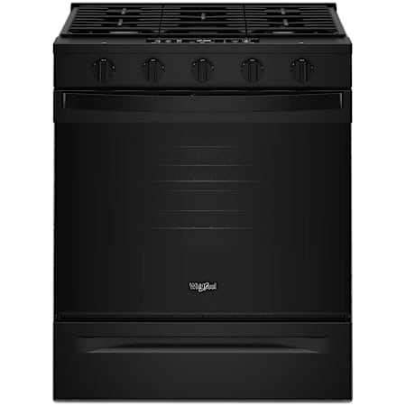 Whirlpool 30 Inch Wide 5.3 Cu. Ft. Free Standing, Slide In Gas Range with Air Cooking Technology Black