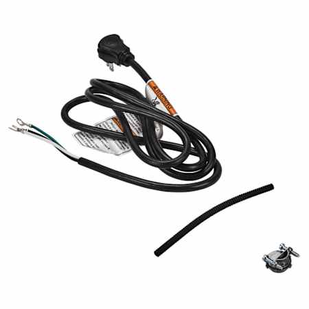 Whirlpool Dishwasher Right Angle Power Cord Kit with Metal Strain Relief Black