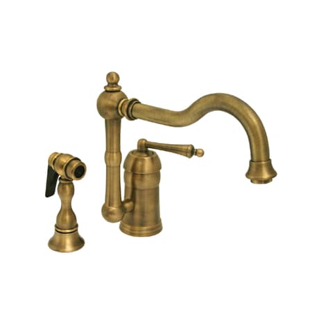 Whitehaus Single Handle Kitchen Faucet With Side Spray Antique Brass