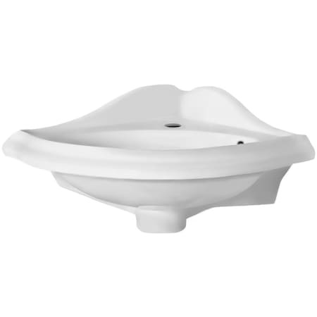 Whitehaus China 17-1/4" Wall Mounted Corner Bathroom Sink with Single Faucet Hole White