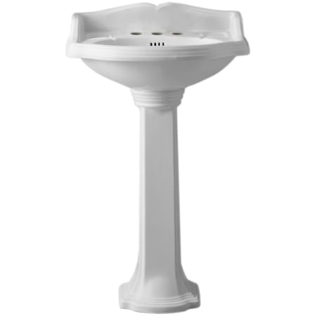 Whitehaus Isabella Collection 23" x 18" Traditional Pedestal Sink with 3 Faucet Holes and Overflow White