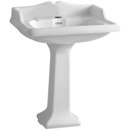 Whitehaus Isabella 26" Rectangular Vitreous China Pedestal Bathroom Sink with Overflow and Single Faucet Hole White