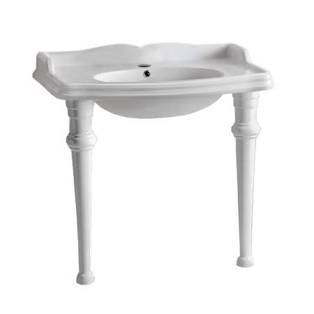Whitehaus Fixture Lavatory Console Vitreous China from the China series with Three Faucet Holes White