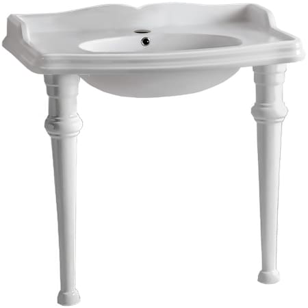Whitehaus Isabella 40-1/2" Oval Vitreous China Console Bathroom Sink with Overflow and Single Faucet Hole White