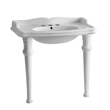 Whitehaus Isabella 40-1/2" Oval Vitreous China Console Bathroom Sink with Overflow and 3 Faucet Holes at 8" Centers White