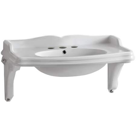 Whitehaus Isabella 40-1/2" Oval Vitreous China Wall Mounted Bathroom Sink with Overflow and 3 Faucet Holes at 8" Centers White