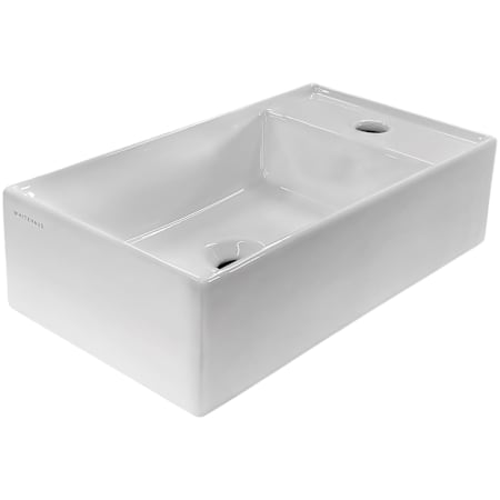 Whitehaus Britannia Rectangular Wall Mount Basin with No Overflow and Right Single Hole Drill White