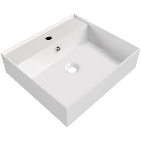 Whitehaus 20-1/8" Rectangular Vitreous China Wall Mounted Bathroom Sink with Overflow and Single Faucet Hole White