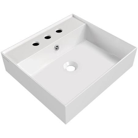 Whitehaus 20-1/8" Rectangular Vitreous China Wall Mounted Bathroom Sink with Overflow and 3 Faucet Holes at 8" Centers White
