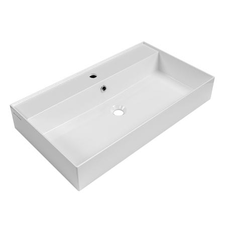 Whitehaus 31-7/8" Rectangular Vitreous China Wall Mounted Bathroom Sink with Overflow and Single Faucet Hole White