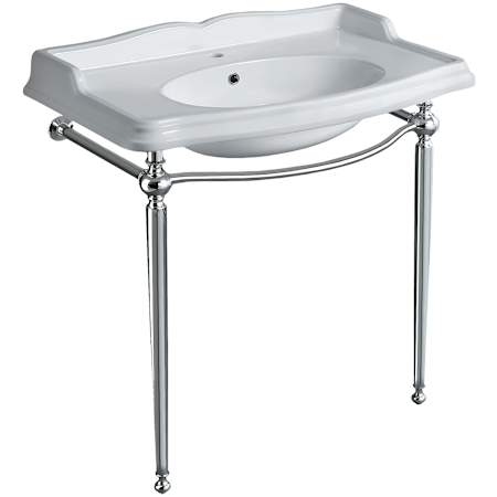 Whitehaus Britannia 35" Specialty Vitreous China Wall Mounted Console Bathroom Sink with 1 Faucet Hole White / Chrome