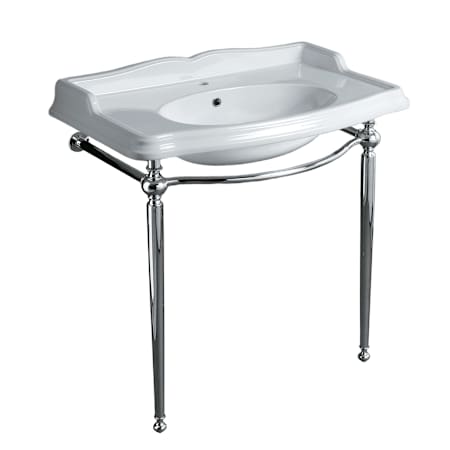 Whitehaus Britannia 35" Specialty Vitreous China Wall Mounted Console Bathroom Sink with 1 Faucet Hole White / Chrome