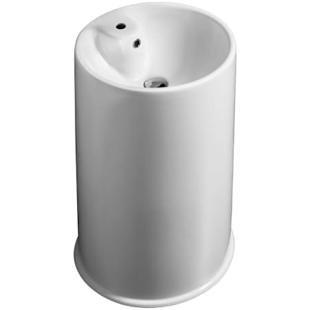Whitehaus Britannia 18 1/4" Circular Vitreous China Pedestal Bathroom Sink with 1 Faucet Hole White