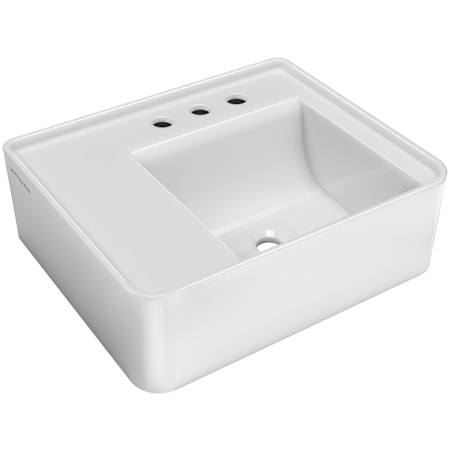 Whitehaus 21-5/8" Rectangular Vitreous China Wall Mounted Bathroom Sink with 3 Faucet Holes at 8" Centers White