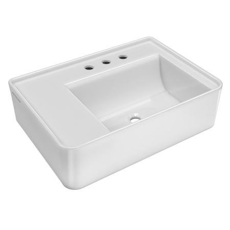 Whitehaus 25-5/8" Rectangular Vitreous China Wall Mounted Bathroom Sink with 3 Faucet Holes at 8" Centers White
