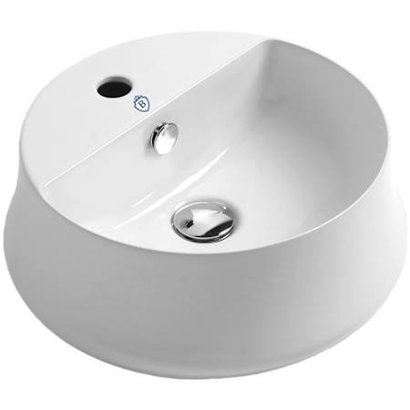 Whitehaus Britannia 16 5/8" Circular Vitreous China Vessel Bathroom Sink with 1 Faucet Hole White