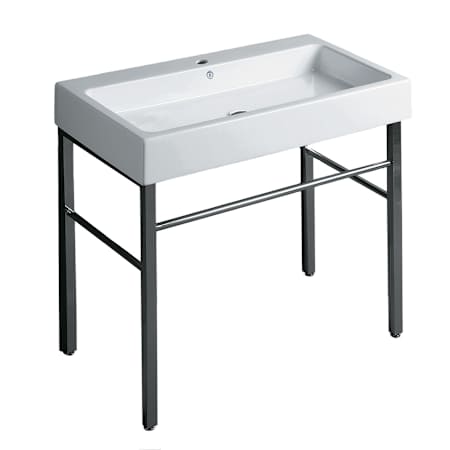 Whitehaus Britannia 35 3/4" Rectangular Vitreous China Wall Mounted Console Bathroom Sink with 1 Faucet Hole White / Chrome