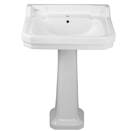 Whitehaus Isabella 20" Pedestal Bathroom Sink with 1 Hole Drilled with Overflow White