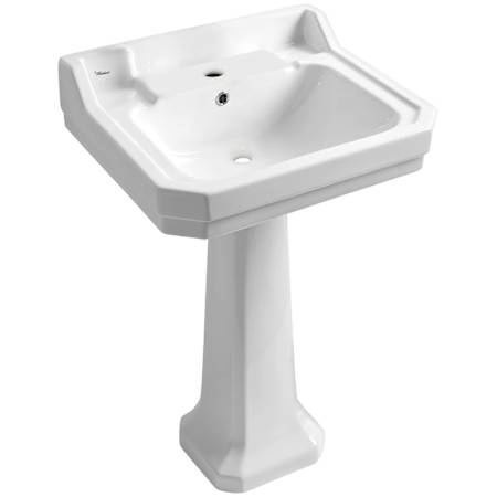Whitehaus China Series 21-1/2" Pedestal Bathroom Sink with 1 Hole Drilled with Overflow White