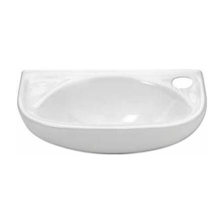 Whitehaus Isabella 16-1/4" D-Shaped Vitreous China Wall Mounted Bathroom Sink with Single Hole Faucet Drilling on Right White