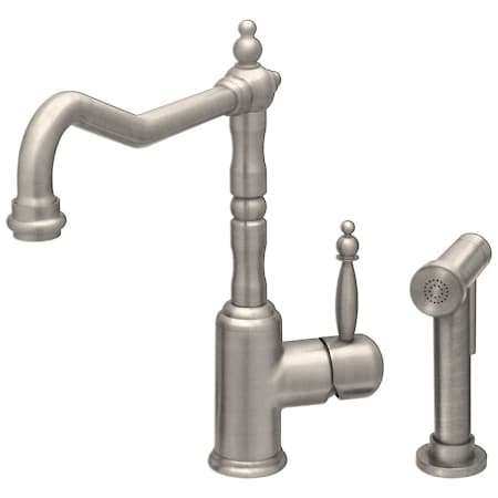 Whitehaus Jem 1.5 GPM Single Hole Kitchen Faucet Includes Side Spray and Escutcheon Brushed Nickel
