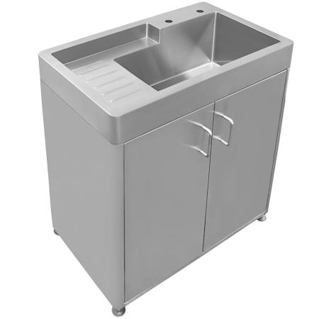 Whitehaus Pearl Haus Free Standing Stainless Steel Utility Sink Brushed Stainless Steel