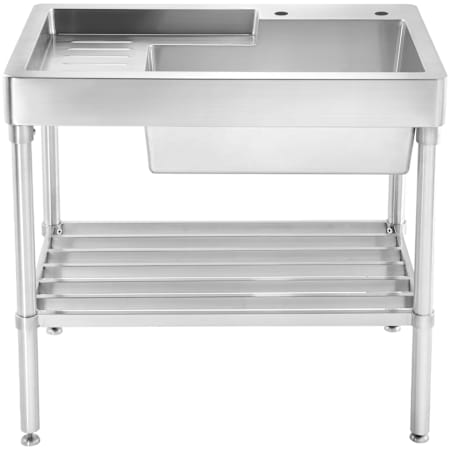 Whitehaus Pearlhaus 33" Single Bowl Freestanding Utility Sink Brushed Stainless Steel