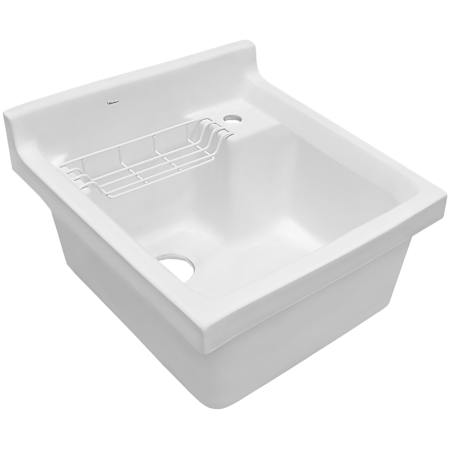 Whitehaus Rectangular Basin 21" x 21 - 1/4" Drop In Single Faucet Hole Utility Sink White