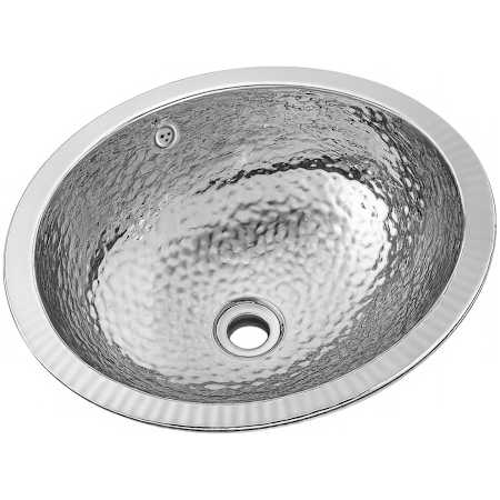 Whitehaus Decorative 18" Oval Hammered Textured Undermount Bathroom Sink with Overflow Polished Stainless Steel