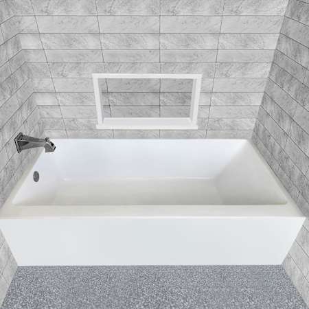 Whitehaus Bathhaus 60" Three Wall Alcove Acrylic Soaking Tub with Left Drain and Overflow White