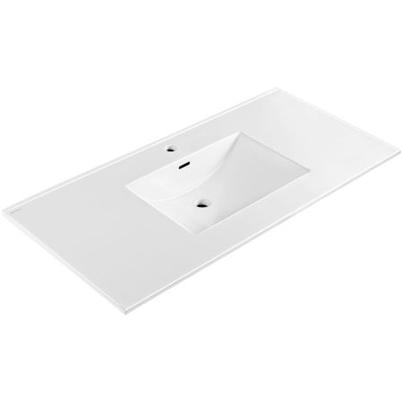 Whitehaus 49" Rectangular Vitreous China Drop In Bathroom Sink with Overflow and Single Faucet Hole White