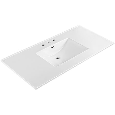 Whitehaus 49" Rectangular Vitreous China Drop In Bathroom Sink with Overflow and 3 Faucet Holes at 8" Centers White
