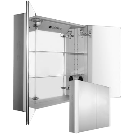 Whitehaus Musichaus 27-1/2" x 31-1/2" Lighted Framed Double Door Medicine Cabinet Aluminum