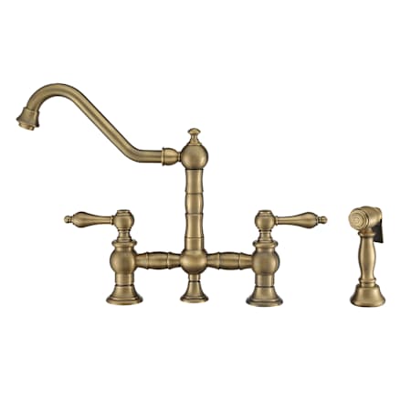 Whitehaus Vintage III Plus 1.5 GPM Widespread Kitchen Faucet Antique Brass