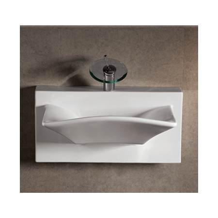 Whitehaus Isabella 27-7/8" Rectangular Porcelain Wall Mounted Bathroom Sink with Square Basin and Faucet Hole White