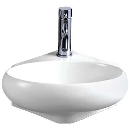 Whitehaus Isabella 14-1/8" Oval Porcelain Wall Mounted Bathroom Sink with Single Faucet Hole White