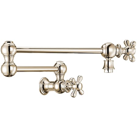 Whitehaus Vintage III Plus 1.8 GPM Wall Mounted Single Hole Pot Filler with Cross Handles Polished Nickel
