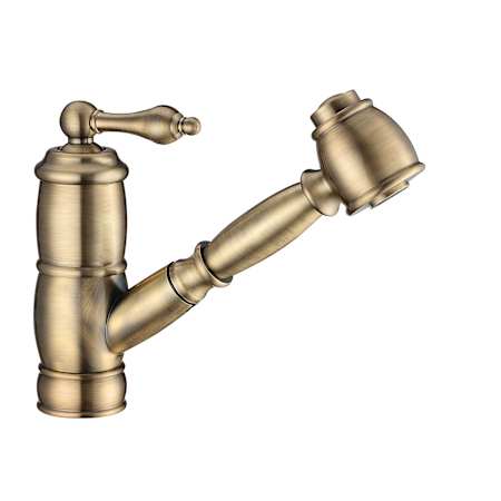 Whitehaus Vintage III Plus 1.5 GPM Single Hole Pull Out Kitchen Sink Faucet Antique Brass