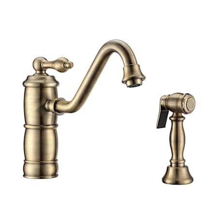 Whitehaus Vintage III Plus 1.5 GPM Single Hole Kitchen Sink Faucet - Includes Side Spray Antique Brass
