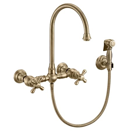 Whitehaus Vintage III Plus 1.5 GPM Wall Mounted Bridge Kitchen Faucet Antique Brass