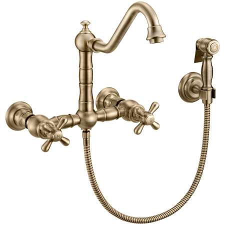 Whitehaus Vintage III Plus 1.5 GPM Wall Mounted Bridge Kitchen Faucet Antique Brass