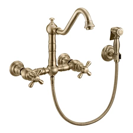 Whitehaus Vintage III Plus 1.5 GPM Wall Mounted Bridge Kitchen Faucet Antique Brass