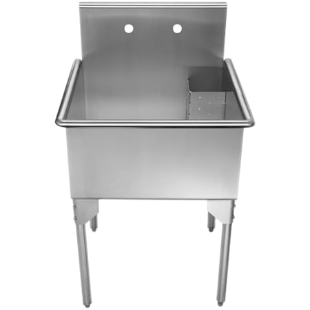 Whitehaus Pearlhaus 27" x 27" Single Basin Free Standing Stainless Steel Utility Sink with Removable Lint Trap - Less Faucet Brushed Stainless Steel