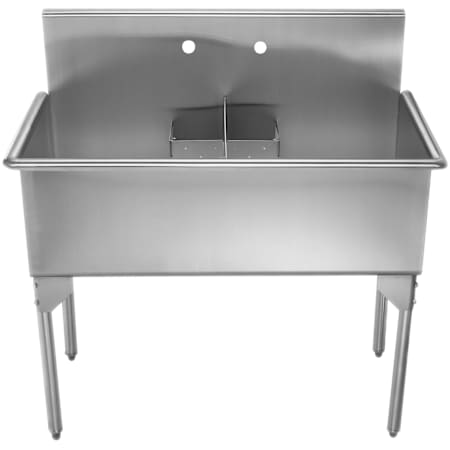 Whitehaus Pearlhaus 23" x 43" Double Basin Free Standing Stainless Steel Utility Sink with Removable Lint Trap - Less Faucet Brushed Stainless Steel