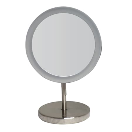 Whitehaus Accessories 8" W x 12-1/4" H Circular Framed Bathroom Mirror with Light Brushed Nickel