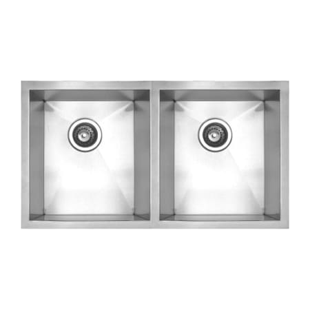 Whitehaus Noah's Collection 29-1/2" Undermount Double Basin Stainless Steel Kitchen Sink with Sound Dampening Brushed Stainless Steel